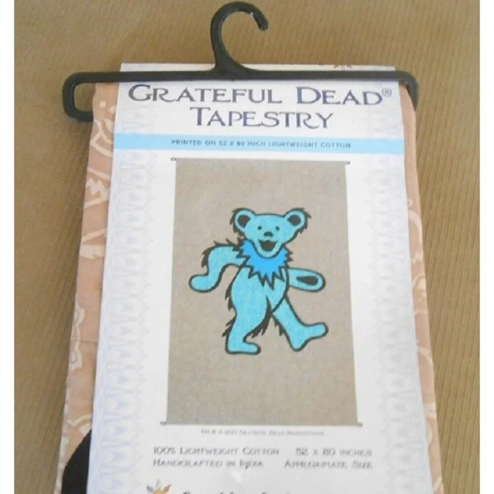 New Large Grateful Dead Huge Blue Dancing Bear Wall Art Decor Tapestry 52X80 NIP